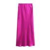 Roupa Feminina Transfronteiriça 2026 Estilo Europeu e Americano Fashionável Versátil Casual Simples Textura de Cetim de Seda Saia Midi para Mulheres F69798