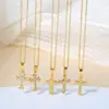 Accesorios de Collar con Colgante de Cruz de Acero de Titanio y Circonita Europeos y Americanos para Mujer, Lujo Ligero, Acero Inoxidable de Alta Gama, Cadena para Clavícula que No se Desvanece