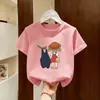 Camiseta de Algodão Puro de Manga Curta para Meninas 2026 Novo Estilo de Verão Top de Algodão Puro para Menininhas Roupas de Verão Estilosas de Meia-Manga para Crianças Ins