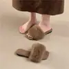 Deslumbrantes Chinelos de Pelo Plano para Mulheres, Novo Estilo Outono, Super Bonitos, De Alta Qualidade, Fofos, Sandálias para Exterior