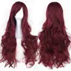 Peruca Cosplay anime peruca colorida Cosplay cabelo longo cacheado 80cm franja lateral cacheada peruca
