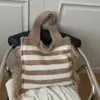 Bolso Grande de Punto Transfronterizo para Mujer 2026 Primavera Nuevo de Moda Tendencia Bolso Tote Rayado Popular Estilo Relajado Bolso de Hombro