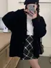 Cárdigan de punto suelto y casual estilo coreano, chaqueta suéter de punto trenzado liso para mujer, otoño/invierno 2026, estilo universitario