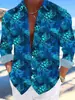 Nueva Camisa Casual de Manga Larga Transfronteriza Europea y Americana 2024 Estampado de Tortuga Manga Larga Hawaiana Explosiones Transfronterizas
