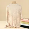 Suéter de gola alta, estilo quente do inverno de 2026, design moderno e estiloso, camisa base de malha fina para mulheres, top interno