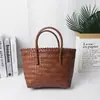 Bolsa de Rattan Estilo Artesanal de Celebridade da Internet Gatinho, Bolsa de Mão com Alça de Bambu, Presente Souvenir, Bolsa de Casamento com Trama Diagonal, Bolsa de Presente