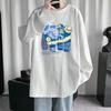 Camiseta de Manga Longa Masculina 2024 Nova Chegada Primavera e Outono Estampada Marca Tendência Meninos Solta Gola Redonda Camiseta Interna Camiseta Base Masculina
