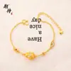 Tienda de Oro Mismo Estilo Pulsera de Alta Retención de Color con Doble Felicidad y Longevidad, Nuevo Estilo Chino Tendencia Nacional Pulsera Ruyi Calabaza Cepillada Incrustada con Diamantes Venta al por Mayor