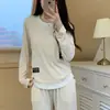 Pijama Otoño/Invierno Estilo Mujer Dulce Cachemir Se Puede Usar al Aire Libre Estilo Japonés Falso Dos Piezas Color Sólido Conjunto Primavera/Otoño Celebridad de Internet Ropa de Casa