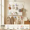 Estante de Almacenamiento con Tablero Perforado, Tablero Perforado de Hierro Estilo Dopamina Sin Taladrar, Estante de Almacenamiento Grande de Capacidad DIY Sobre la Puerta