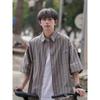 Camisa de manga corta a rayas japonesa de verano para hombre, nueva marca de moda, holgada, combinable, informal, elegante, chaqueta.