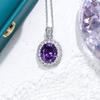 Pendente Luxuoso e de Alta Qualidade em Rubi Sintético e Safira Cor de Ovo de Pombo com Zircônia Completa Colar Oval da Moda Colar Feminino