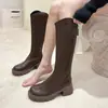 Botas Adelgazantes de Moda Negras para Mujer 2026 Otoño/Invierno Persona Baja Botas Altas Hasta la Rodilla Suela Gruesa Aumentadoras Botas Individuales para Mujer