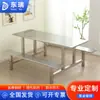 Mesa y sillas de comedor combinadas de una sola pieza para 4/6/8 personas, personal de fábrica, escuela, acero inoxidable, mesa y sillas de comedor de cantina