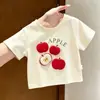 Camiseta de Manga Corta para Niños Estilo Nuevo para Verano, Top Elegante con Estampado de Frutas 3D y Cuello Redondo para Niños y Niñas, de Moda para Niñas