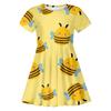 Transfronterizo Nuevo Estampado Digital 3D Lindo de Manga Corta para Niñas Vestido de Manga Corta Vestido de Princesa Floral de Abeja Xiaomi Estilo Pastoral