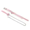Set de pinzas para pezones de collar SM accesorios, juguete sexual de restricción de orejas de gato de cuero brillante, pinza para pezones con cadena de perlas y diamantes rosas productos eróticos