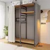 Armario sencillo para dormitorio, uso doméstico, vestidor, armario de esquina, resistente y duradero, estilo abierto, armario de metal ensamblado
