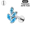 Amazon Aleación de Titanio Zirconia Incrustada Labio Uña Venta al por Mayor Simple Hoja Marquise Fondo Plano Anillo para Labio Espiral Joyería para Piercing