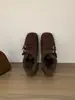 Zapatos Fuzzy Mary Jane Estilo Francés para Mujer, Nuevo Modelo Invierno 2025, Forrados de Felpa, Engrosados, Zapatos de Algodón Cálidos, Slip-On, Aumento Oculto de Tacón, Zapatos Individuales