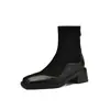 Botas Botas de Cavaleiro com Botas de Moda Meias Grossas Botas Novo Estilo Costura Outono e Inverno Cano Curto Camurça Femininas Europeias e Americanas 2024 Comércio Exterior Algodão