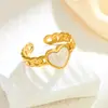 Estilo europeo y americano, anillo abierto de acero inoxidable con línea abierta de doble capa, prensado al aceite, único y audaz, minimalista, lujo ligero con un toque de alta gama, joyería para dedos