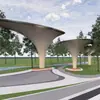 Gran Cenador con Forma de Paraguas de Acero Inoxidable, Pabellón Hongo de Parque, Estructura de Pabellón Nube Pétalo, Escultura de Árbol Paisajística