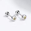 Aretes de Plata Esterlina 925 con Hebilla de Tornillo, Patrón de Tornillo, Copo de Nieve, Alce, Aretes Simples de Corazón, Estrella, Aretes Coreanos para Mujer