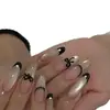 Pegatinas de Encaje Blanco y Negro para Manicura Francesa 2025 Nuevo Estilo Caliente de Celebridad de Internet con Cinta de Lazo Roja para Uñas