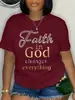 Camiseta Feminina Estampada de Verão Simples Casual Solta Top