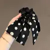 Goma para el pelo de lunares con lazo estilo coreano, elástica de moda de alta gama en color contrastante, elegante goma para coleta, nueva goma para el pelo