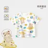 Camiseta de algodón puro para bebé, ropa de verano de manga corta, camiseta de manga corta para niño pequeño, top de cuello redondo, conjunto de verano de dibujos animados para bebé para salir