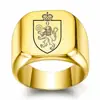Anillo Cuadrado Transfronterizo Europeo y Americano 18mm Grabado Láser 26 Letras Inglesas León Corona Oro 18K Venta al por Mayor para Hombres