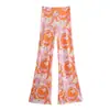 2021 Moda Feminina Primavera Estilo Europeu e Americano Novo Atacado Calças Flare Estampadas Calças Casuais 1033