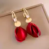 Pendientes de Borla de Pétalo de Acrílico Incrustados con Zircón, Aguja de Plata, Lujo Ligero, Pendientes de Gama Alta, Pendientes Elegantes, Estilo de Nicho Centrado en el Diseño