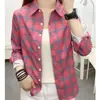 Camisa Xadrez Estudante Feminina Manga Longa Estilo Coreano Solta Nova Primavera e Outono 2025 Estilo Preppy Camisa Externa Top Feminino