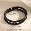 Pulsera de Cuero con Aleación de Roca Volcánica Cuerda de Cuero de Piedra Natural Anillo de Mano Tejido Multicapa de Aleación Venta al por Mayor