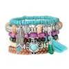 Transfronterizo Nuevo Producto Estilo Bohemio Turquesa Cruz Corazón Pluma Cristal Colgante Pulsera de Cuentas DIY Juego de 6 Piezas