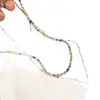 Collar de Joyería con Diseño de Cadena para Clavícula de Lujo Ligero y de Nicho, Modelo para Mujer, Colorido Dopamina de Verano, Collar de Perlas de Plata Rota