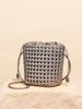 Bolsa de Hombro tipo Cubo con Cordón para Mujer, Tejido Hueco, Nudo de Molino, Personalidad Única, Estilo Vacacional, Casual, Versátil