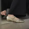 Zapatos de Ballet Retro Franceses de Cuero Genuino de Tacón Bajo para Mujer, Zapatos Planos con Hebilla Plateada, Nuevo Estilo Primavera y Verano, Zapatos Individuales Versátiles de Boca Baja