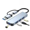 Estación de acoplamiento tipo C 8 en 1 transfronteriza con tarjeta de red de 100 Mbps, concentrador USB 3.0, base de expansión para computadora, concentrador 8 en 1