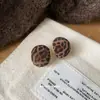 Brincos Ovais Estampa de Leopardo Aveludada Estilo Maillard, Brincos Versáteis Exquisitos Vintage Outono e Inverno, Brincos de Luxo Leve de Alta Qualidade