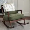 Mecedora Retro Francesa para Uso en Casa, Sillón Reclinable Perezoso de Perla para Ocio, Mecedora de Sofá Individual de Diseñador de Madera Maciza