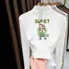 Camiseta Infantil Outono/Inverno Gola Meia-Alta Autoaquecimento Quente Top para Menina Acabamento com Babado de Veludo Camada Base