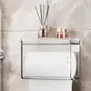 Caja de pañuelos impermeable multifuncional de pared para baño del hogar, estante de almacenamiento para rollo de papel, instalación sin taladro, práctica
