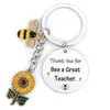 Llavero de Acero Inoxidable Dama Girasol Abeja Llavero Regalo para Amigos Llavero de Abeja Mayoreo
