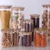 Pote de Armazenamento Criativo Selado Grãos de Café Cozinha Doméstica Garrafa de Armazenamento Tampa de Bambu Pote de Chá Pote de Temperos 750ml