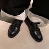 Un poco dulce ~ zapatos pequeños de cuero JK con lazo 2025 primavera tacón grueso piel de vaca cabeza redonda cuero boca profunda zapatos para mujer