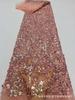 Tela de tela bordada con cuentas de lentejuelas de colores 2024 para vestido de novia europeo y americano, vestido de escenario MN279